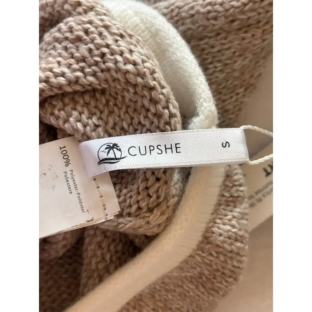 Cupshe Knit Coverup Women’s Small Beige Comfy Swim Beach Relaxed Fit
